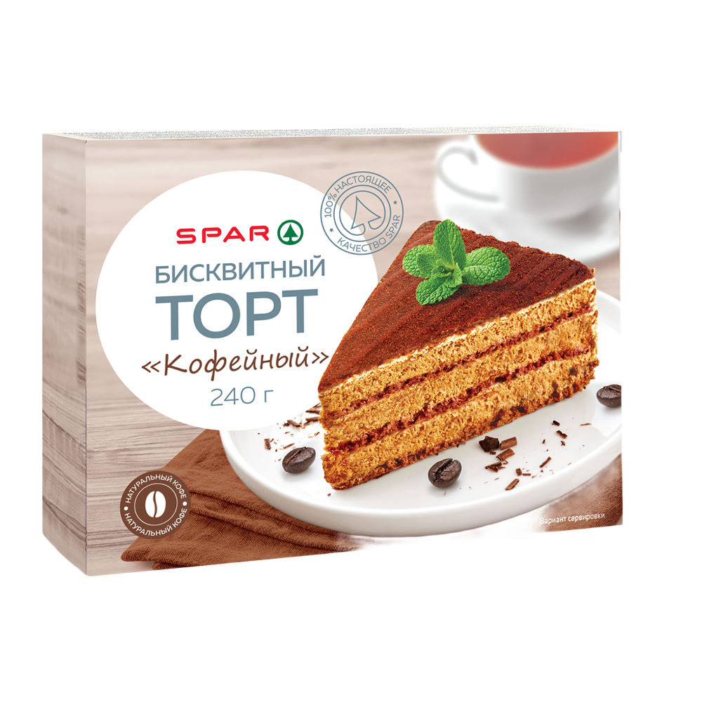 Изображение товара Торт Бисквитный SPAR Кофейный 240г