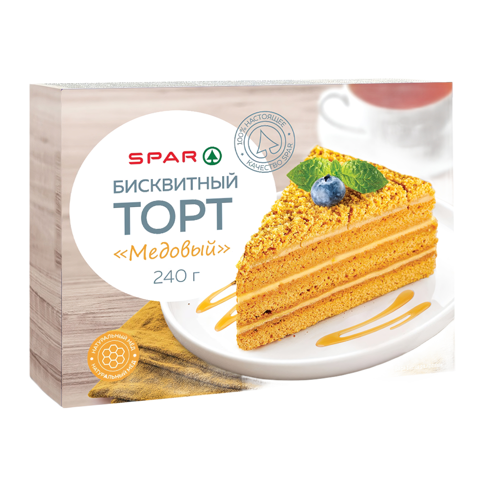 Изображение товара Торт Бисквитный SPAR Медовый 240г
