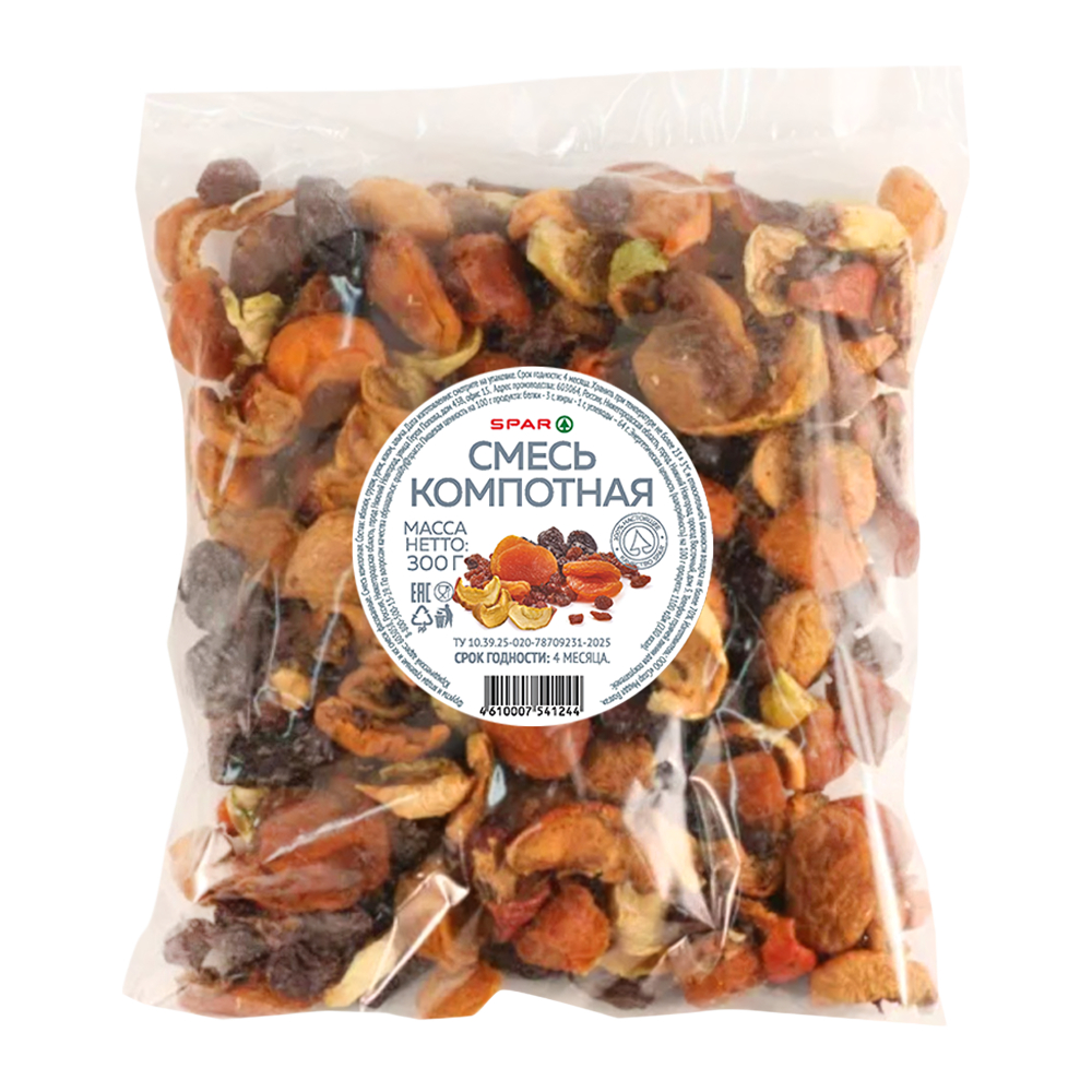 Изображение товара SPAR Смесь компотная 0.3 кг — натуральный сухофруктовый компот