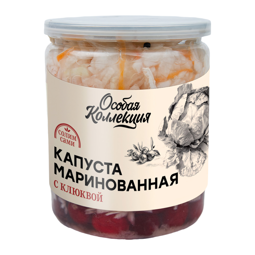 Изображение товара Маринованная капуста с клюквой — Особая коллекция, 0.5 кг