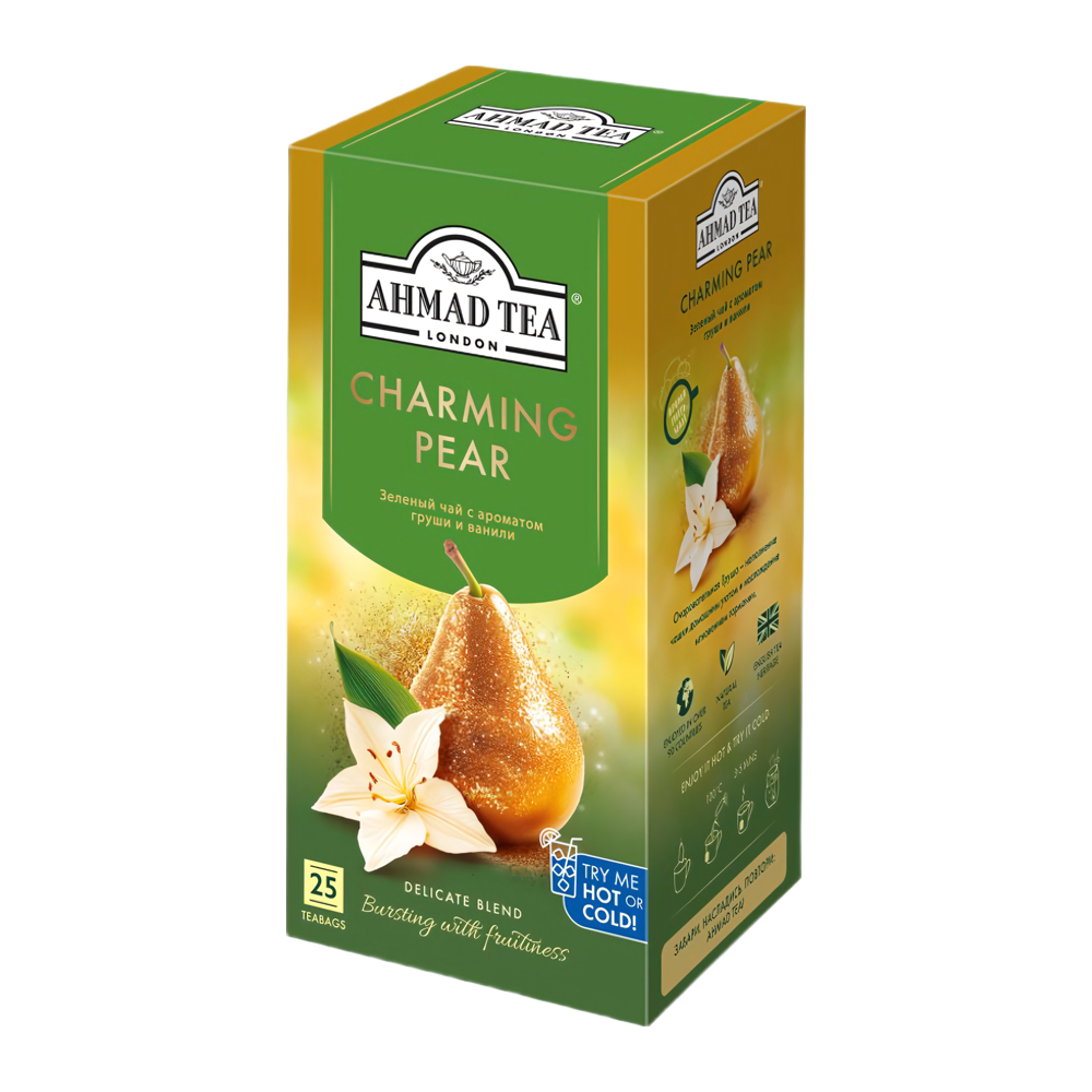 Изображение товара Зеленый чай Ahmad Tea Charming Pear в пакетиках, 25 шт. Изображение товара Зеленый чай Ahmad Tea Charming Pear в пакетиках, 25 шт.