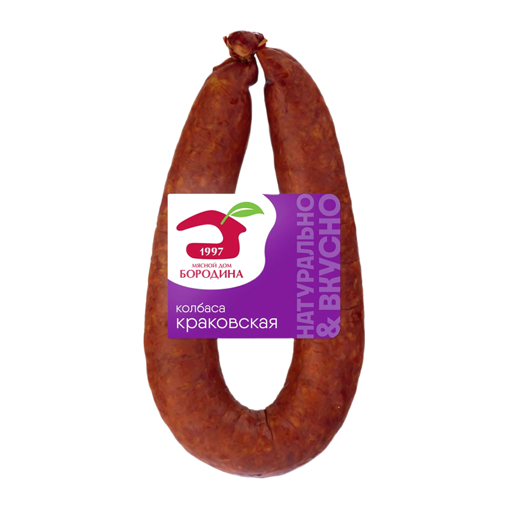 Изображение товара Колбаса Полукопченая Мясной Дом Бородина Краковская 330г Изображение товара Колбаса Полукопченая Мясной Дом Бородина Краковская 330г