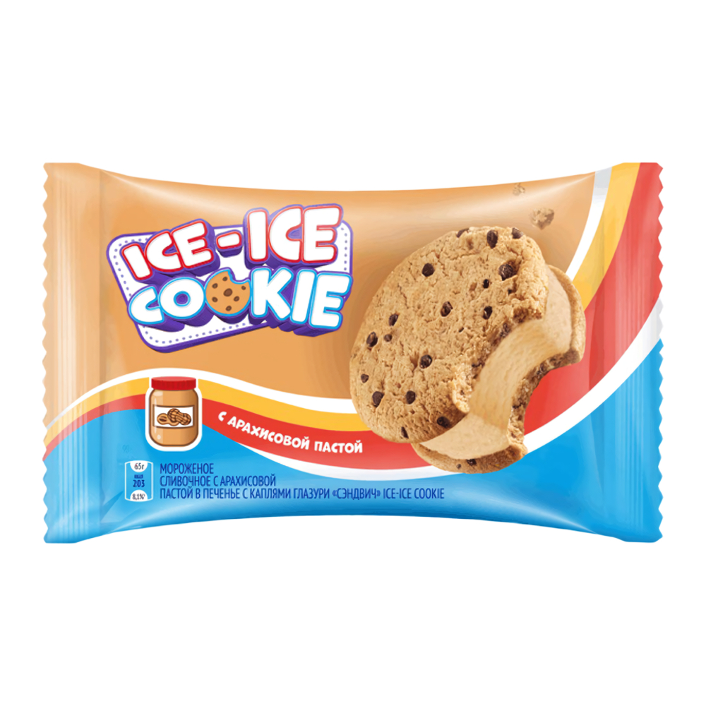 Изображение товара Мороженое Ice-Ice Cookie с Арахисовой Пастой Сэндвич 65г