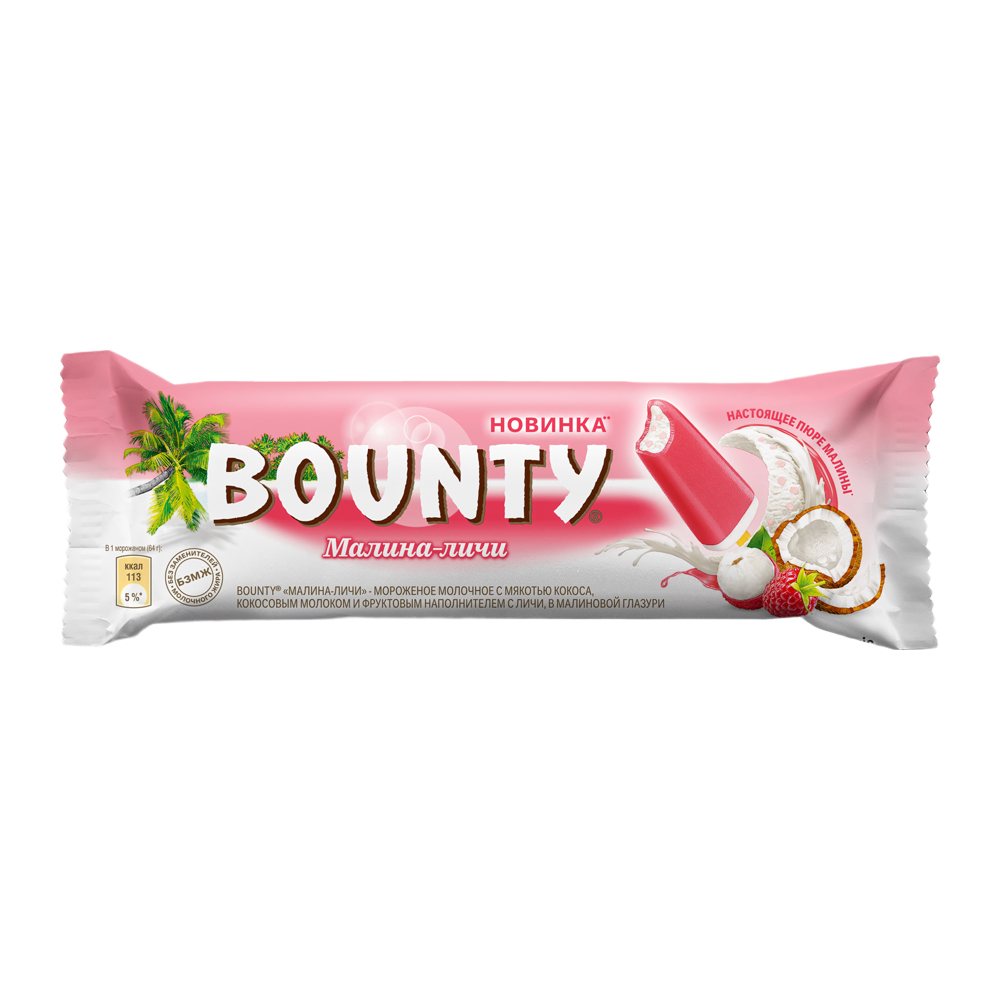 Изображение товара Мороженое Bounty Эскимо Малина Личи 64г Изображение товара Мороженое Bounty Эскимо Малина Личи 64г