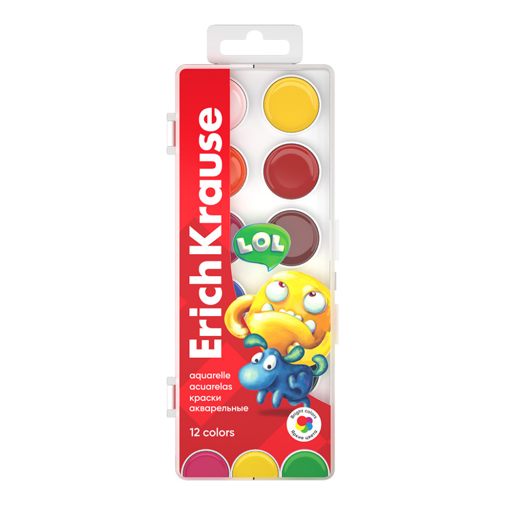 Изображение товара Краски Акварельные Erichkrause Jolly Friends 12 Цветов