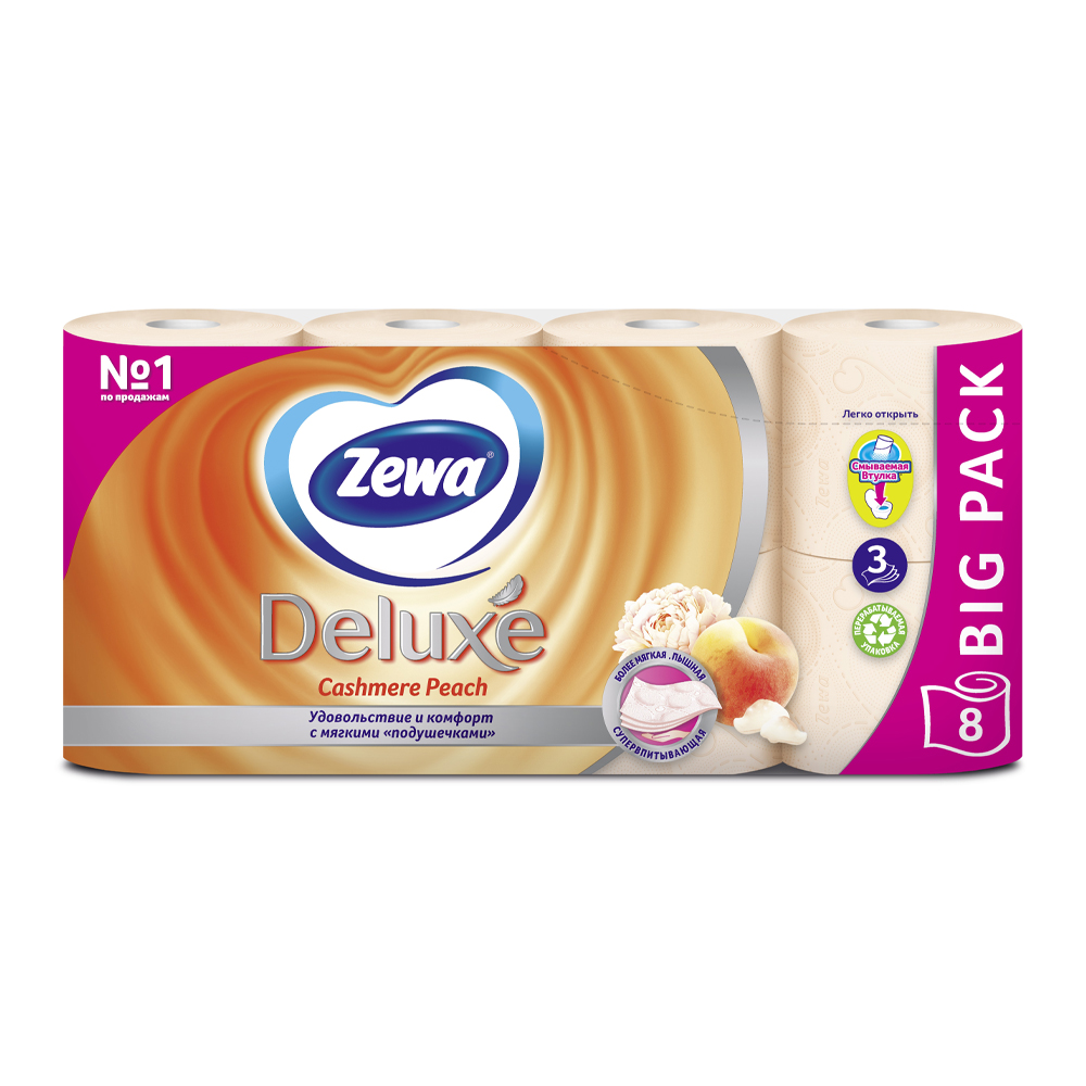 Купить туалетная бумага zewa deluxe персик з слоя 8 рулонов с доставкой ...
