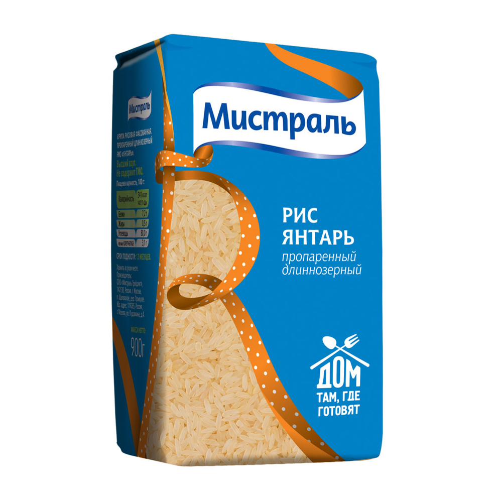 Купить рис мистраль янтарь пропаренный 900г с доставкой на дом в ...