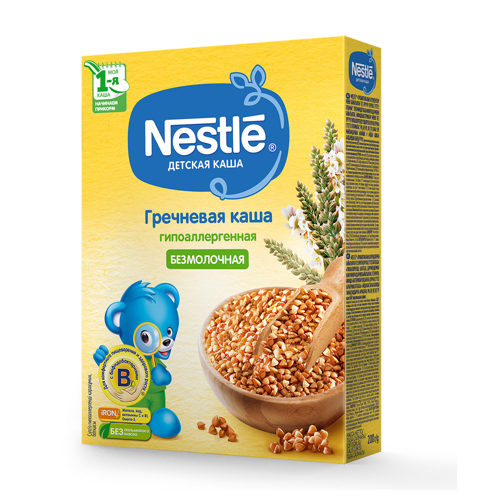 Изображение товара Каша Nestle Гречневая Безмолочная 200г — удобный завтрак для детей