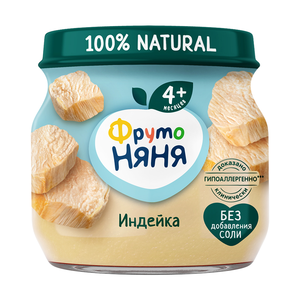 Изображение товара Пюре ФрутоНяня Индейка 80 г — нежное мясное пюре для детей