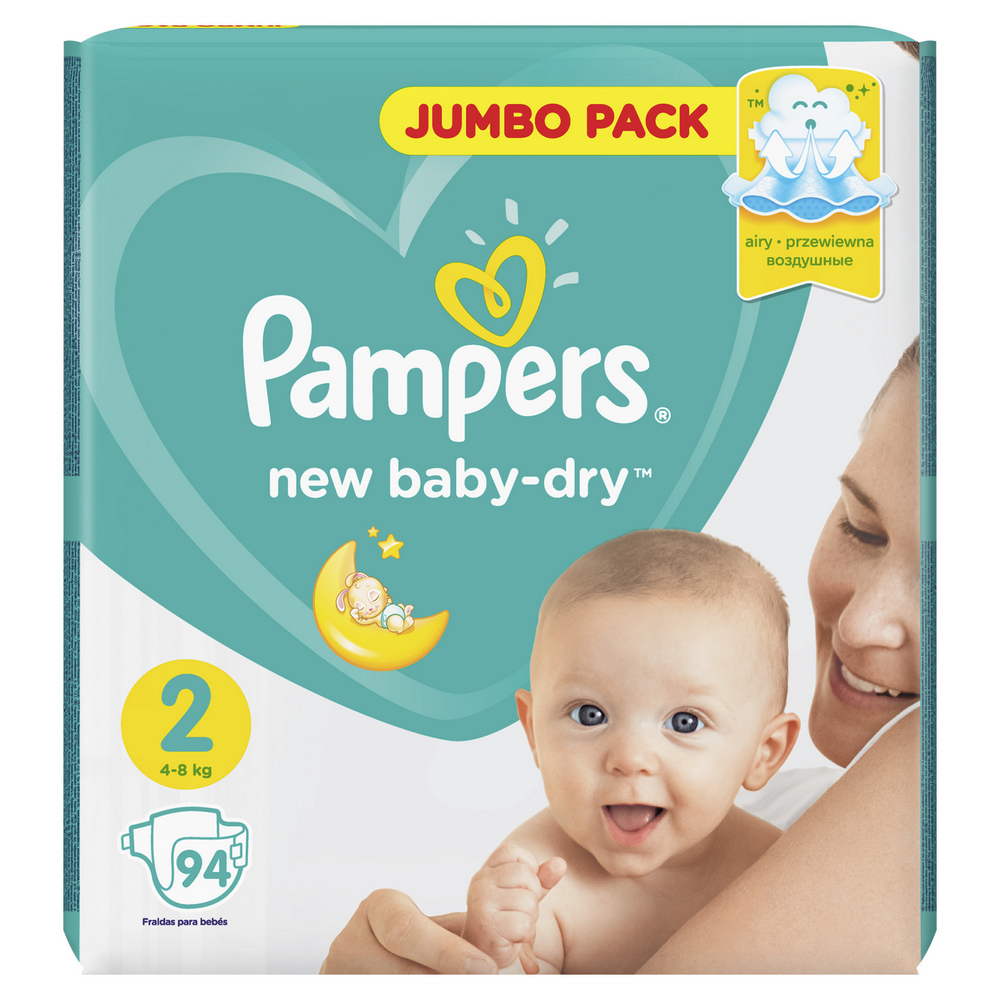 Купить подгузники pampers new baby-dry №2 4-8кг 94шт с доставкой на дом в  магазине SPAR