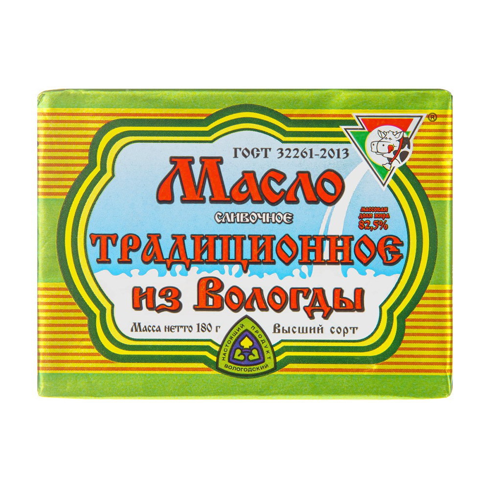 Купить масло сливочное традиционное из вологды 82,5% 180г с доставкой на дом  в магазине SPAR