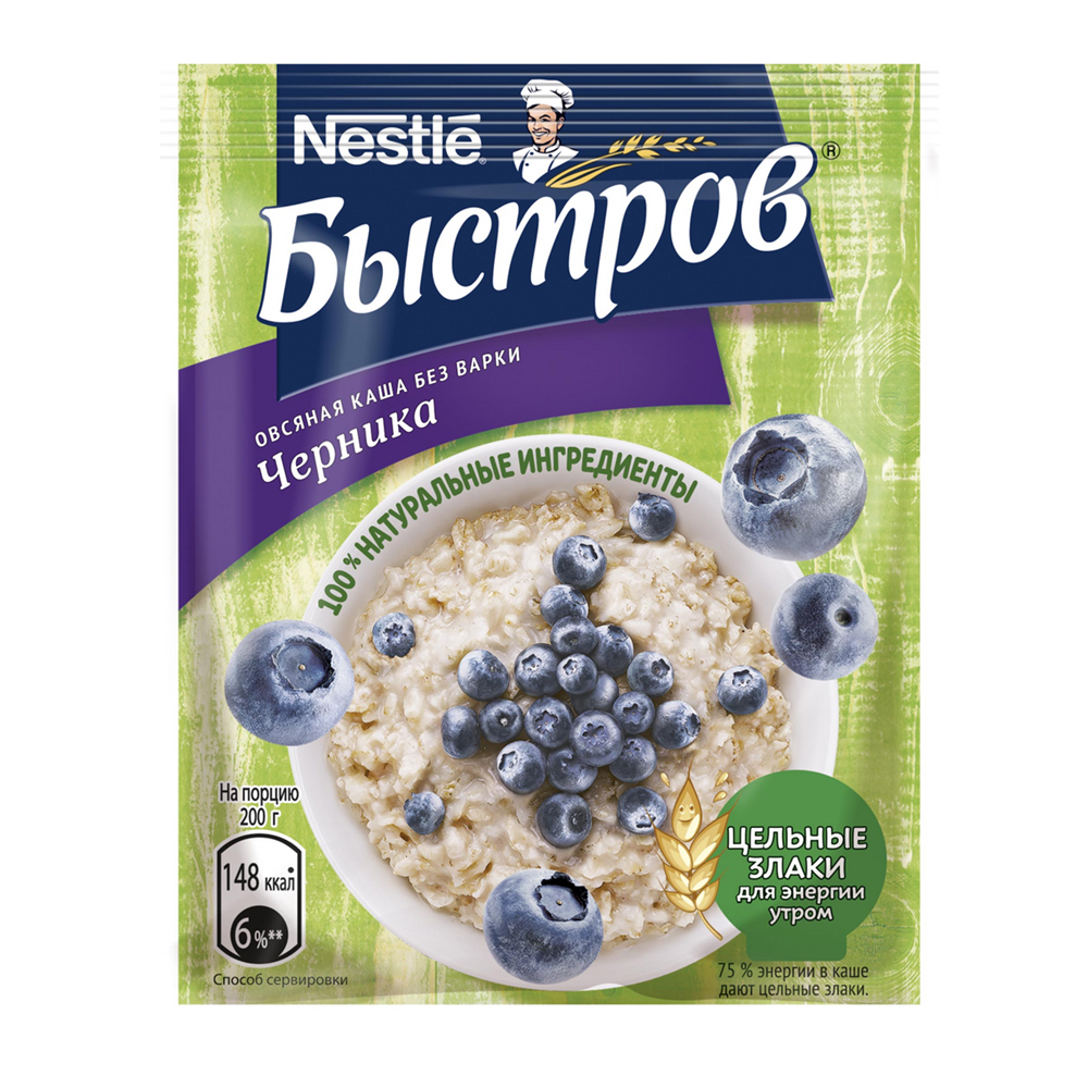 Изображение товара Каша Овсяная Быстров Черника 40г
