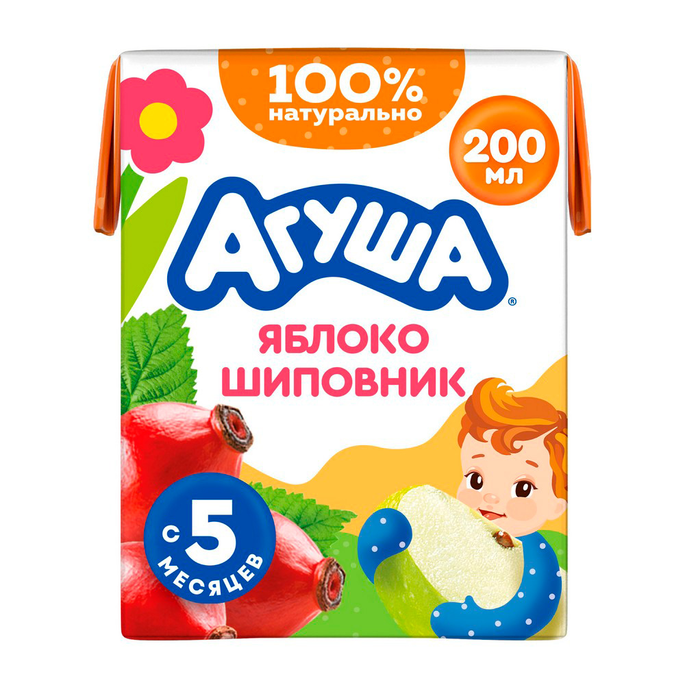 Изображение товара Сок Агуша Яблоко Шиповник 200мл