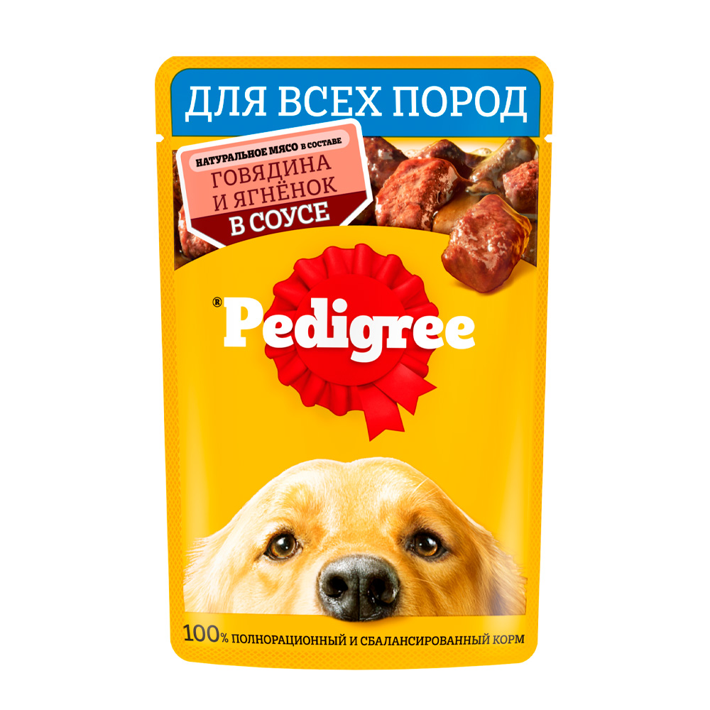 Изображение товара Корм Влажный для Собак Pedigree Говядина Ягненок в Соусе 85г