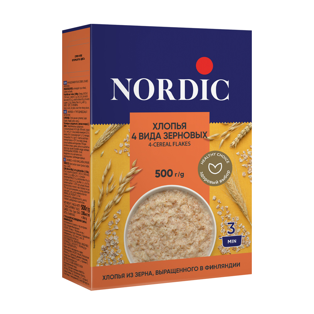 Купить хлопья nordic 4 вида зерновых 500г с доставкой на дом в магазине ...