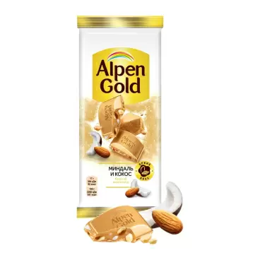 Изображение товара Шоколад Alpen Gold Белый Миндаль и Кокос 80г
