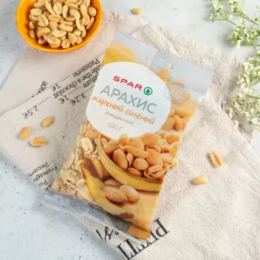 Изображение товара Арахис SPAR Жареный Соленый Очищенный 100г