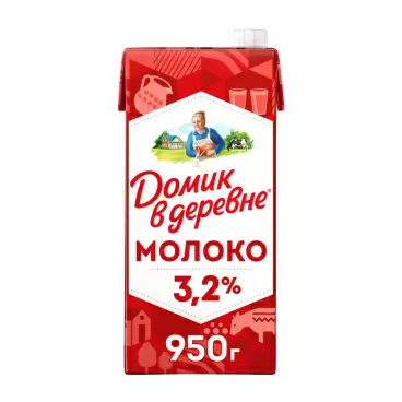 Изображение товара Молоко Домик в Деревне Ультрапастеризованное 3,2% 950г