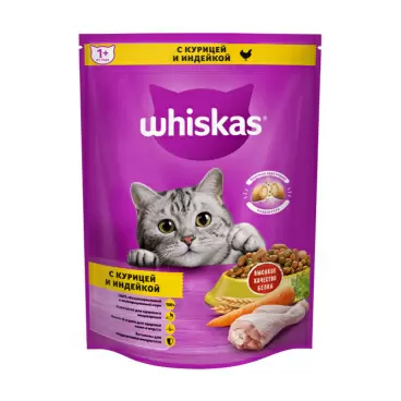 Изображение товара Корм Сухой для Кошек Whiskas Подушечки Курица Индейка 350г