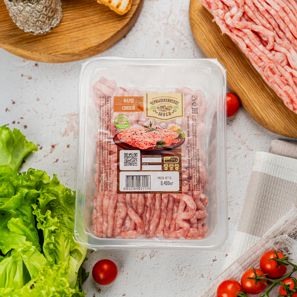 Изображение товара Фарш Свиной Чернышихинское Мясо 400г