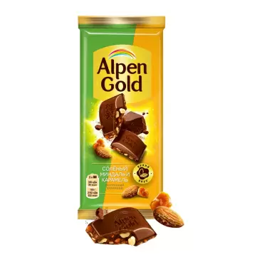 Изображение товара Шоколад Alpen Gold Молочный Соленый Миндаль и Карамель 80г