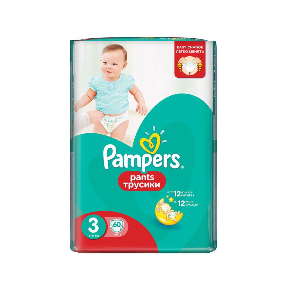 Купить подгузники-трусики pampers pants №3 6-11кг 52/60шт с доставкой на дом  в магазине SPAR