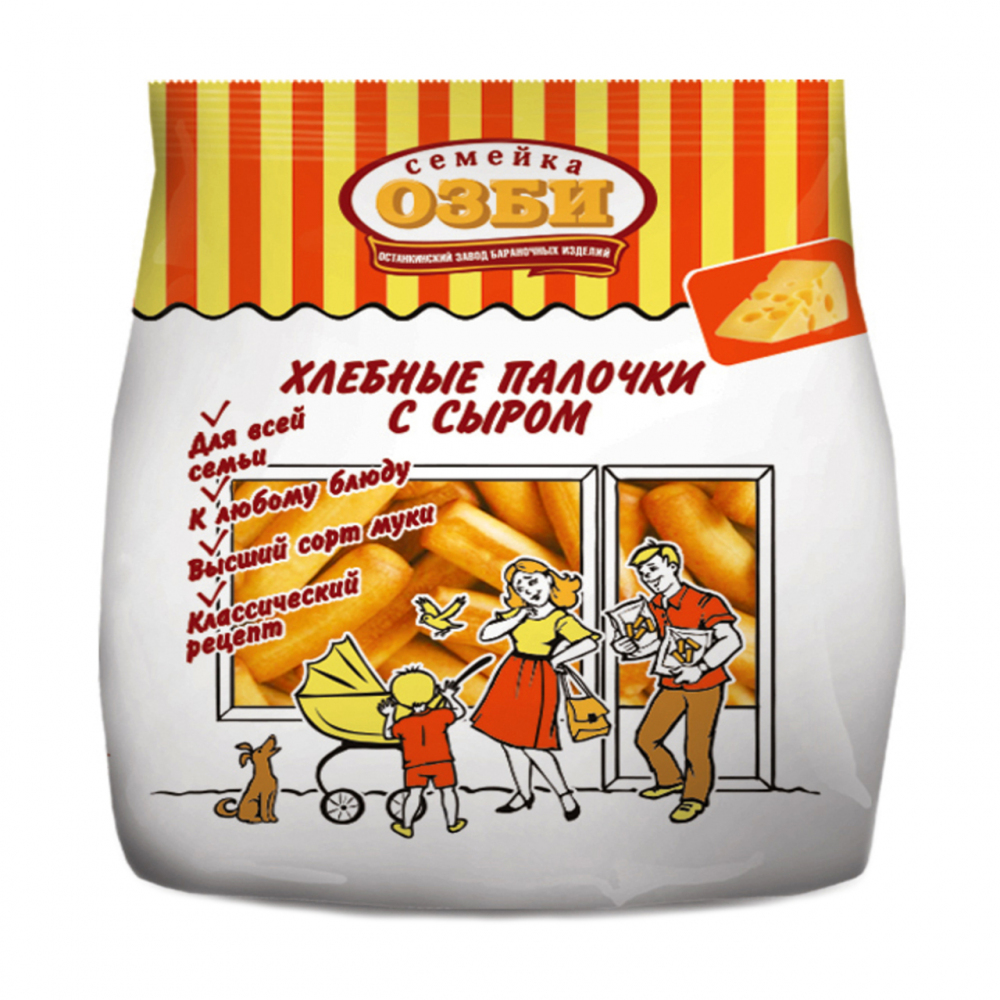 Купить палочки семейка озби хлебные с сыром 150г с доставкой на дом в ...