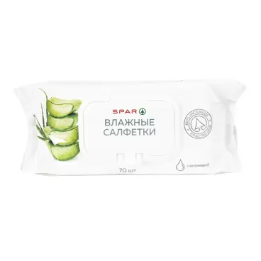 Изображение товара Влажные Салфетки SPAR Гигиенические с Клапаном 70шт