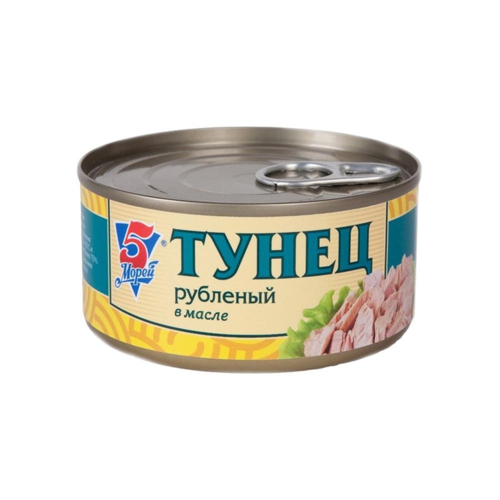 Купить тунец рубленый 5 морей в масле 185г с доставкой на дом в ...
