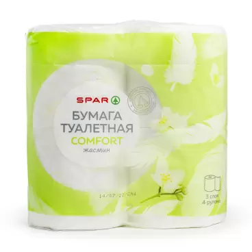 Изображение товара Туалетная Бумага SPAR Жасмин 3 Слоя 4шт