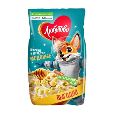 Изображение товара Готовый Завтрак Любятово Медовые Шарики и Звездочки 420г
