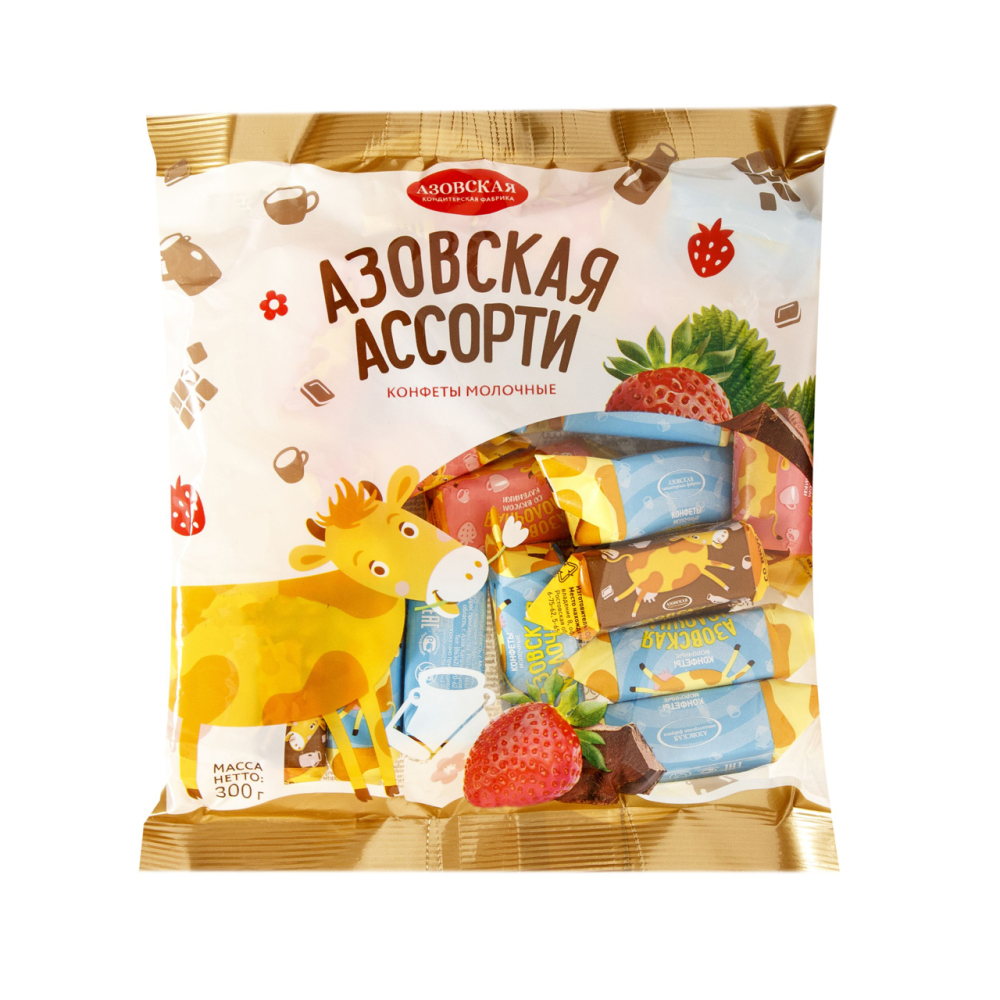 Изображение товара Азовские Молочные Ассорти 300 г — помадные конфеты, Россия