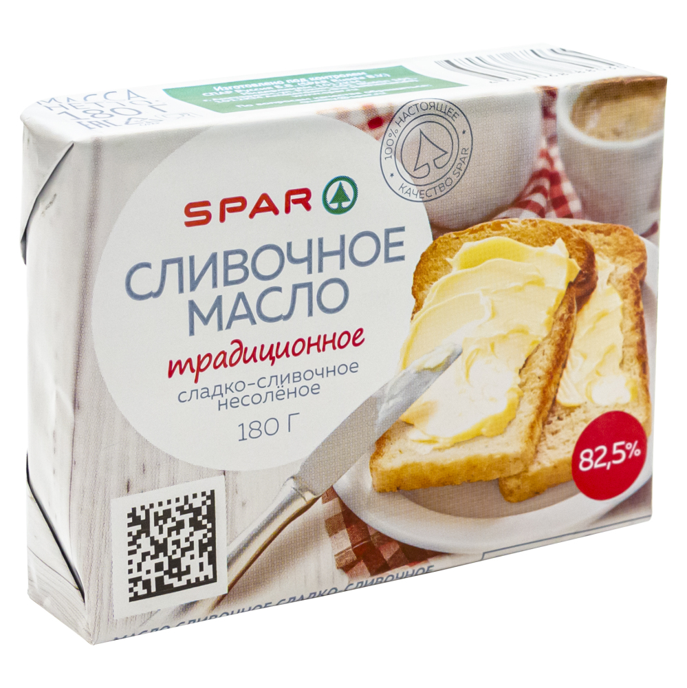 Купить масло spar сливочное традиционное 82,5% 180г с доставкой на дом в  магазине SPAR