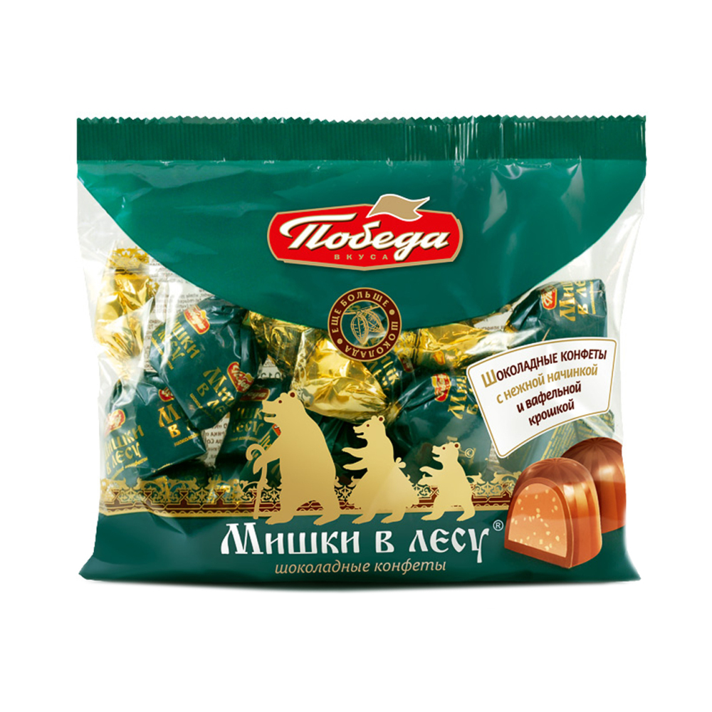 Изображение товара Конфеты Мишки в Лесу с Начинкой и Вафельной Крошкой 200г