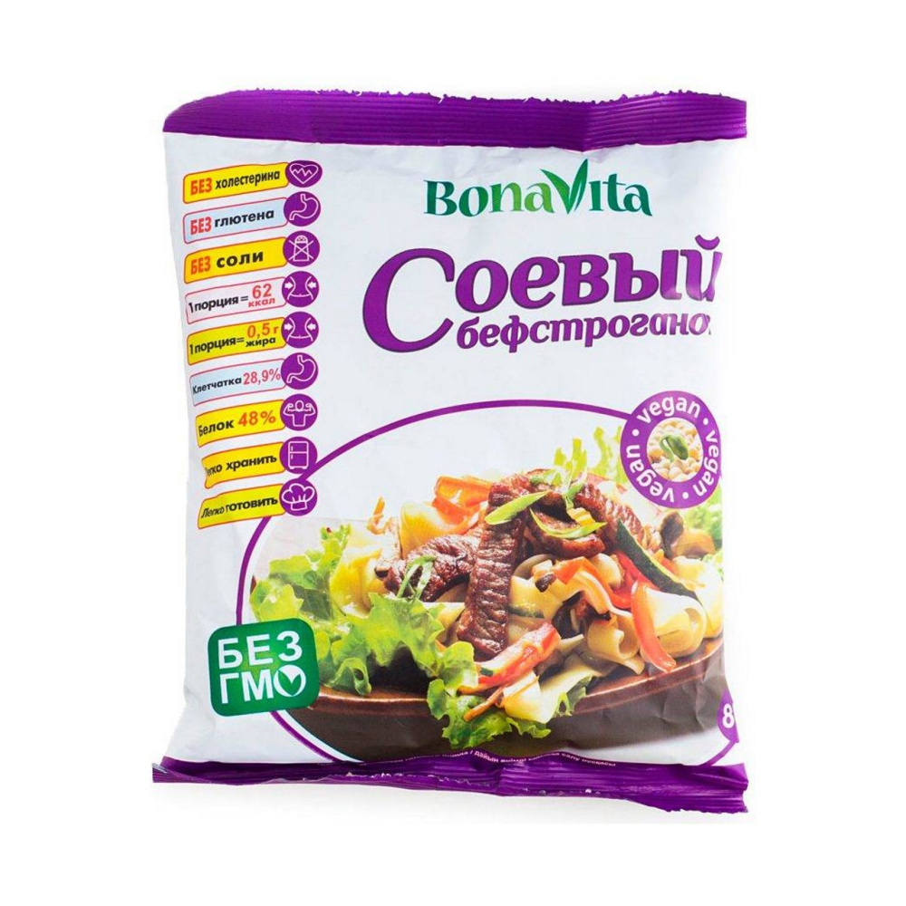 Купить соевое мясо bona vita бефстроганов 80г с доставкой на дом в магазине  SPAR