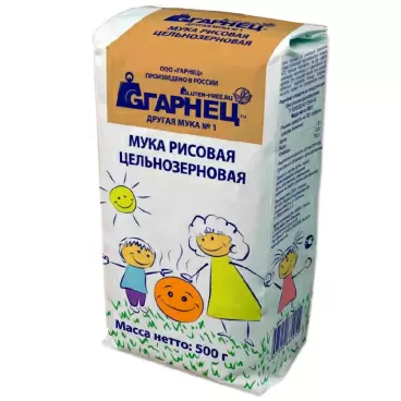 Изображение товара Мука Рисовая Гарнец Цельнозерновая без Глютена 500г