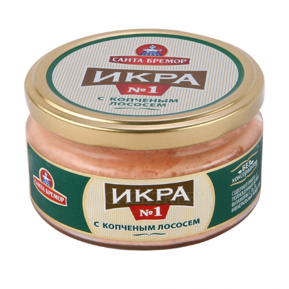 Изображение товара Икра Мойвы Санта Бремор с Копченым Лососем 180г Стекло