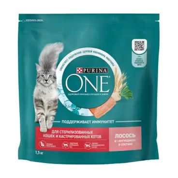 Изображение товара Корм Сухой для Стерилизованных Кошек Purina One Лосось 1,5кг