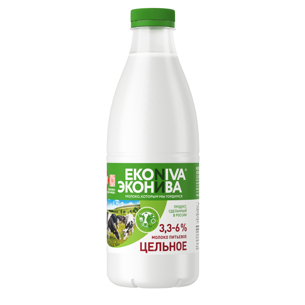 Изображение товара Молоко Эконива Цельное Пастеризованное 3,3-6% 1л