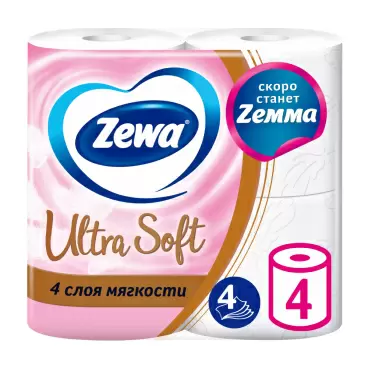 Изображение товара Туалетная Бумага Zewa Ultra Soft 4 Слоя 4 Рулона