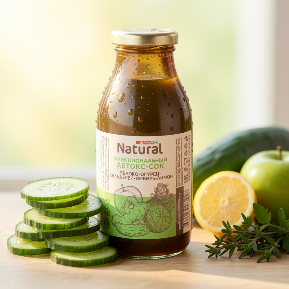 Изображение товара Сок Детокс SPAR NATURAL Яблоко Огурец Сельдерей 0,3л