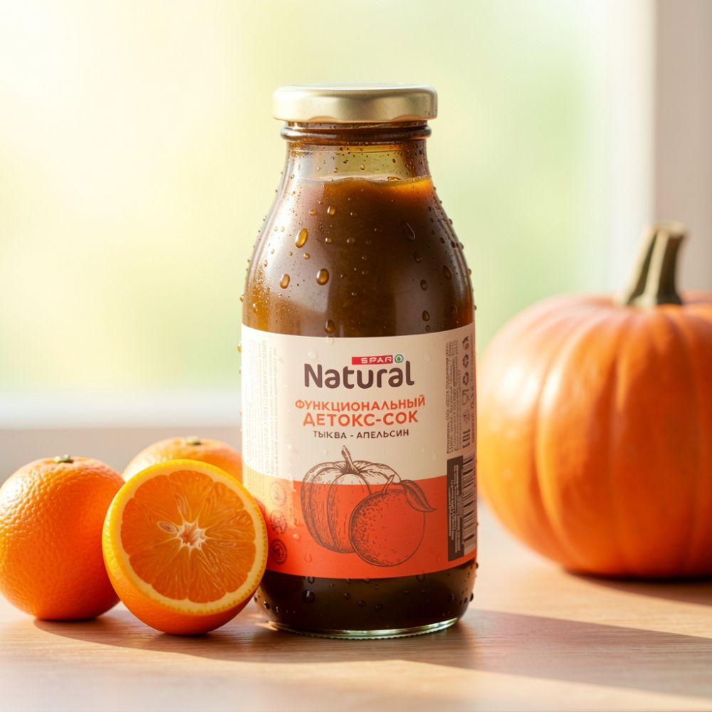 Изображение товара Сок Детокс SPAR NATURAL Тыква Апельсин 0,3л
