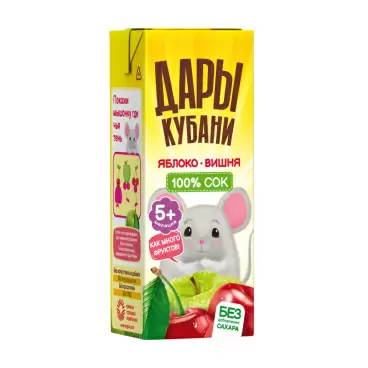 Изображение товара Сок Дары Кубани Яблоко Вишня 200мл