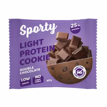 Изображение товара Печенье Sporty Light Protein Cookie Двойной Шоколад 40г