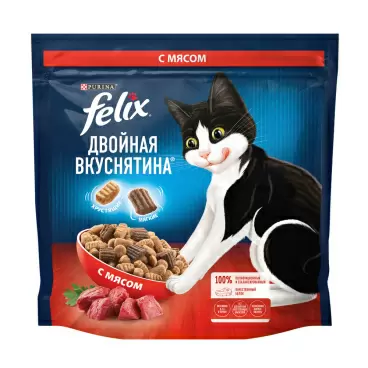 Изображение товара Корм Сухой для Кошек Felix Двойная Вкуснятина с Мясом 1,3кг
