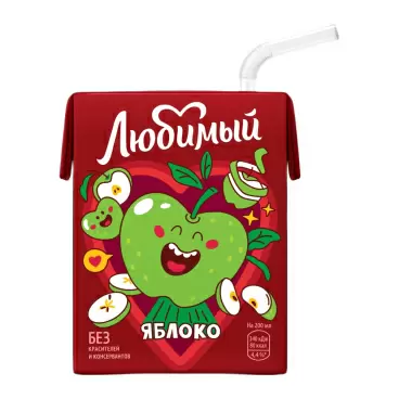 Изображение товара Напиток Сокосодержащий Любимый Яблоко 0,2л