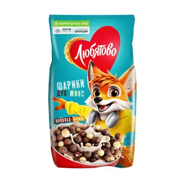 Изображение товара Готовый Завтрак Любятово Шарики Шоколадные Дуо Микс 200г