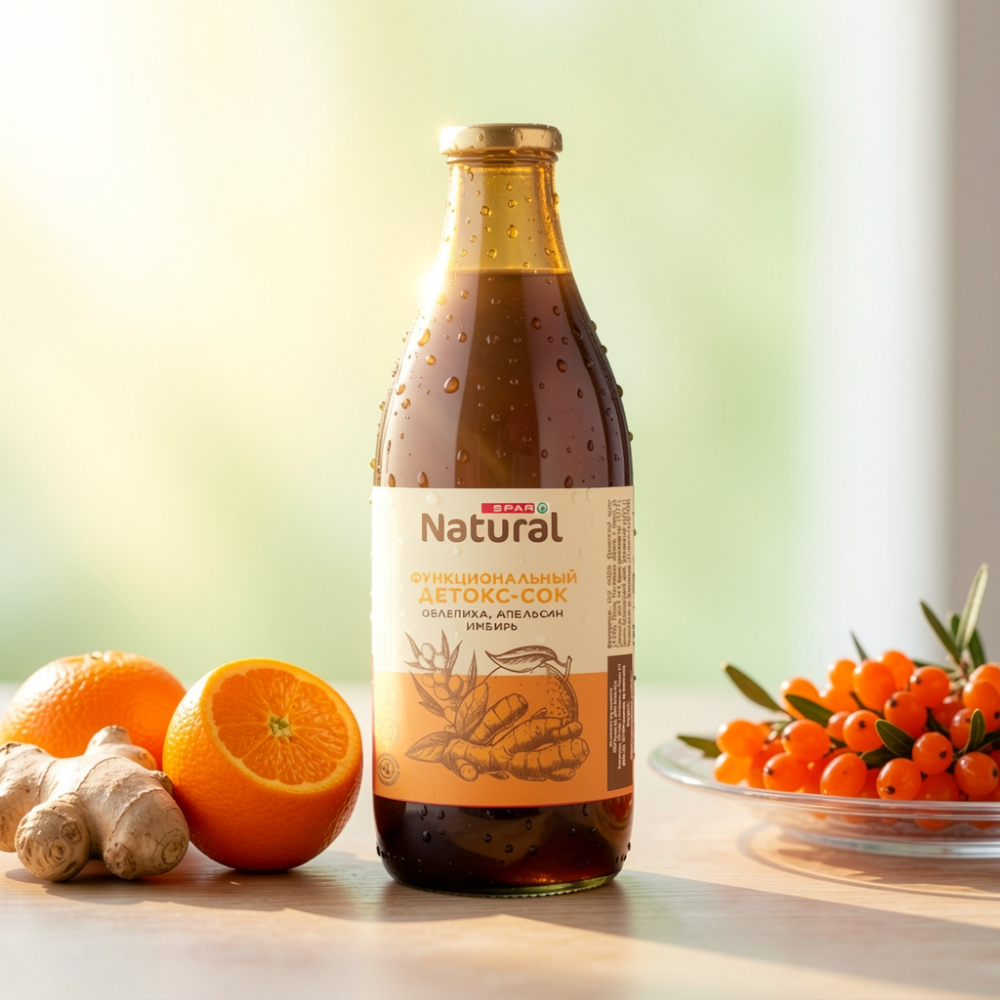 Изображение товара Сок Детокс SPAR NATURAL Облепиха Апельсин Имбирь 1л