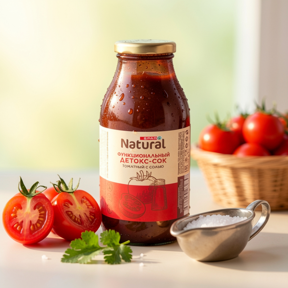 Изображение товара Сок Детокс SPAR NATURAL Томатный с Солью 0,3л