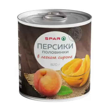 Изображение товара Персики SPAR Половинки в Легком Сиропе 820г